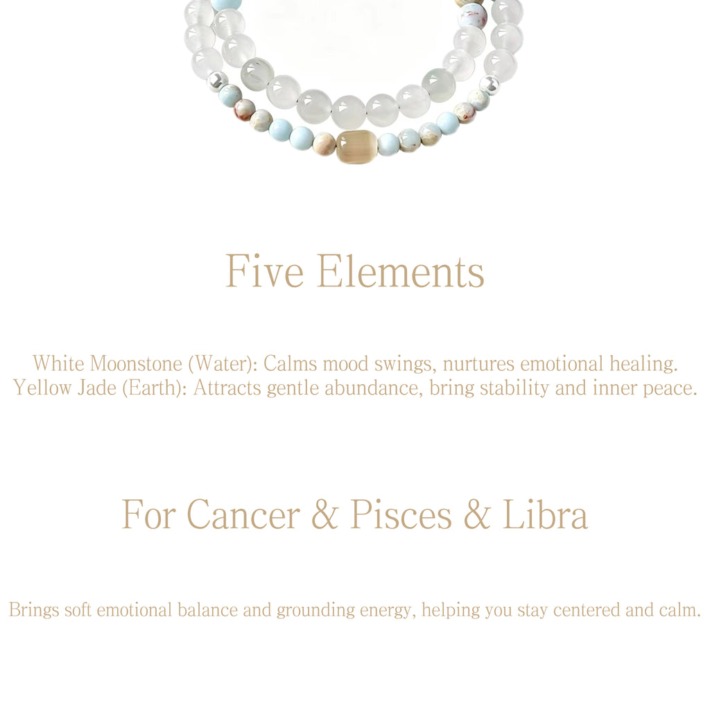 Delicate Chinese Style Crystal Beaded Bracelet Natural White Moonstone Aquamarine Shoushan Stone Healing BraceletMinimalist Layered Gemstone Bracelet for Women