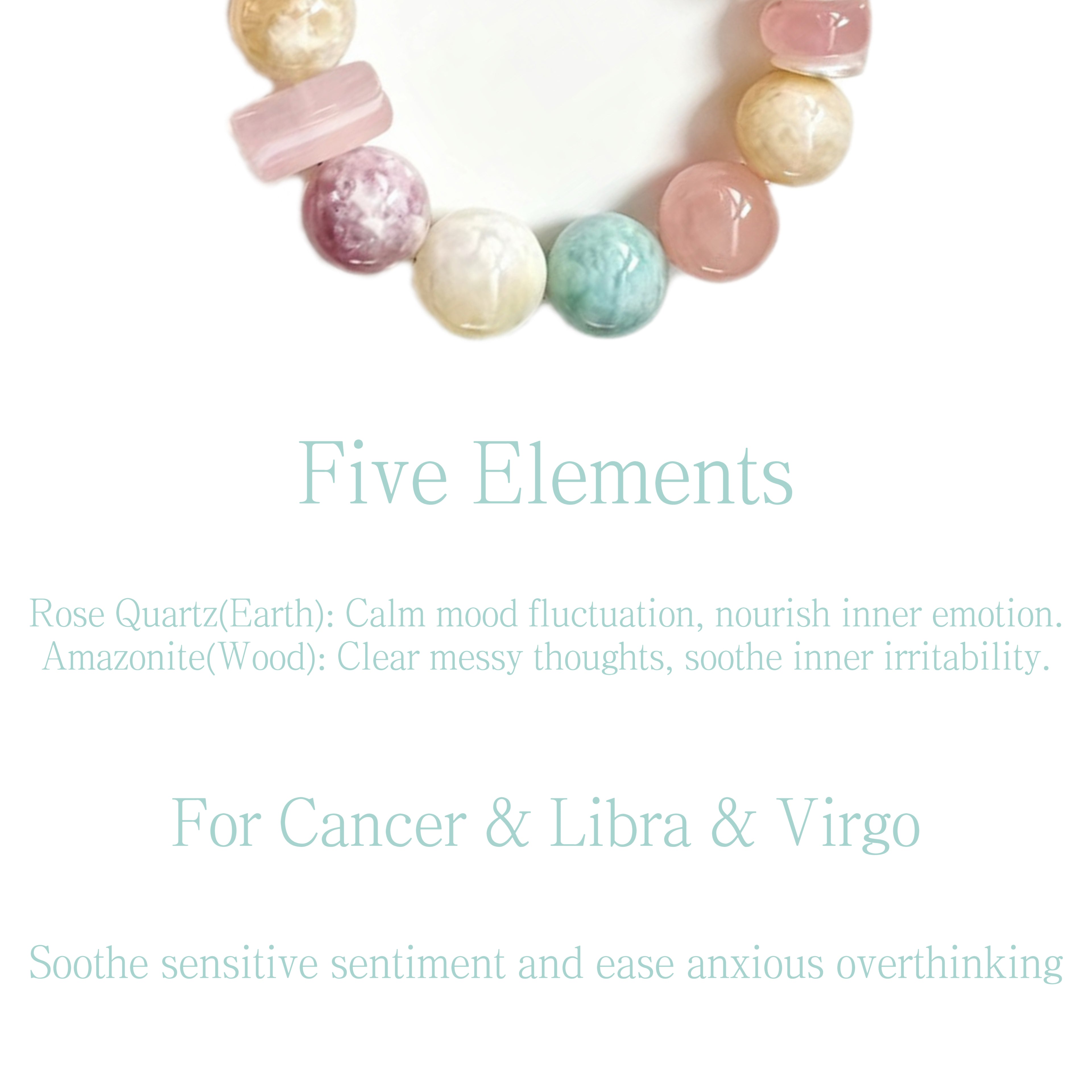 Pastel Mixed Natural Crystal Bracelet Rose Quartz Amazonite Lepidolite Pearl Beaded Healing Energy Bracelet For Women Pastel Breeze
