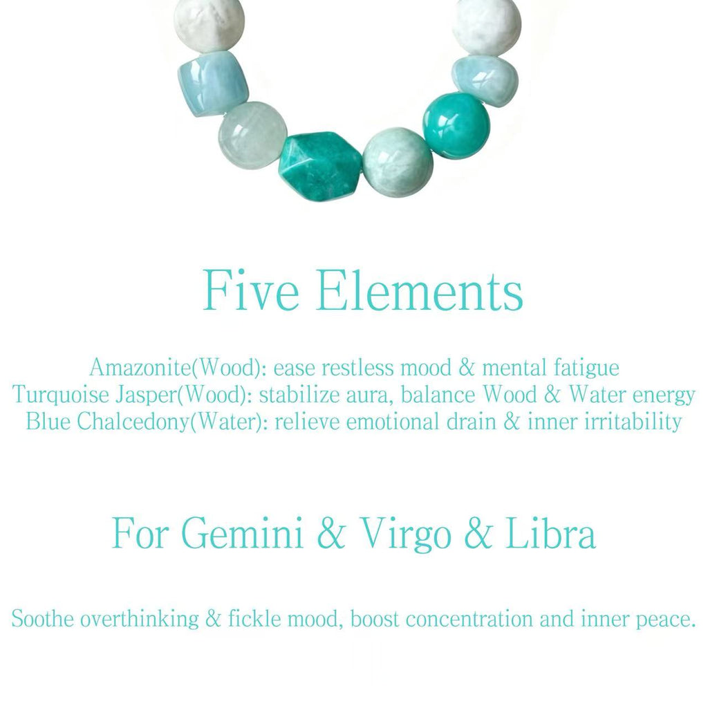 Amazonite & Blue Chalcedony Five Elements Bracelet  Azure Rill