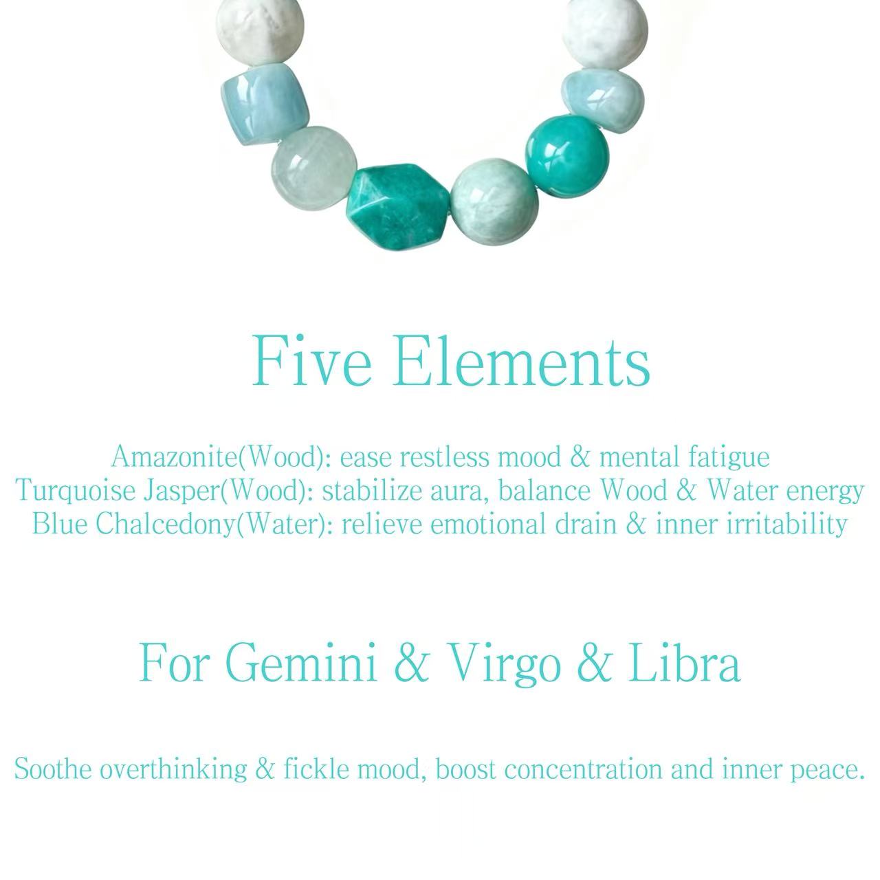 Amazonite & Blue Chalcedony Five Elements Bracelet  Azure Rill