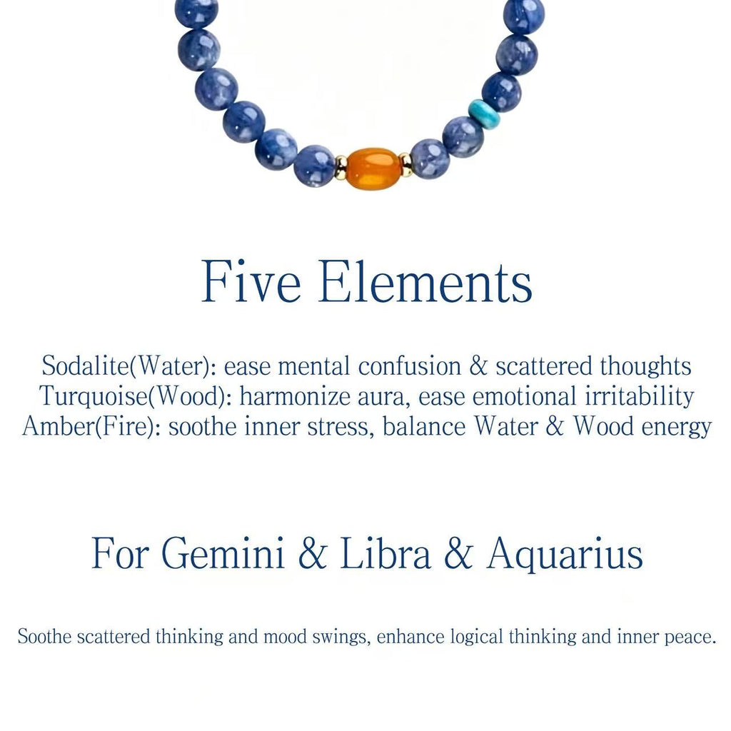 Sodalite, Turquoise & Amber Five Elements Bracelet Azure Prelude
