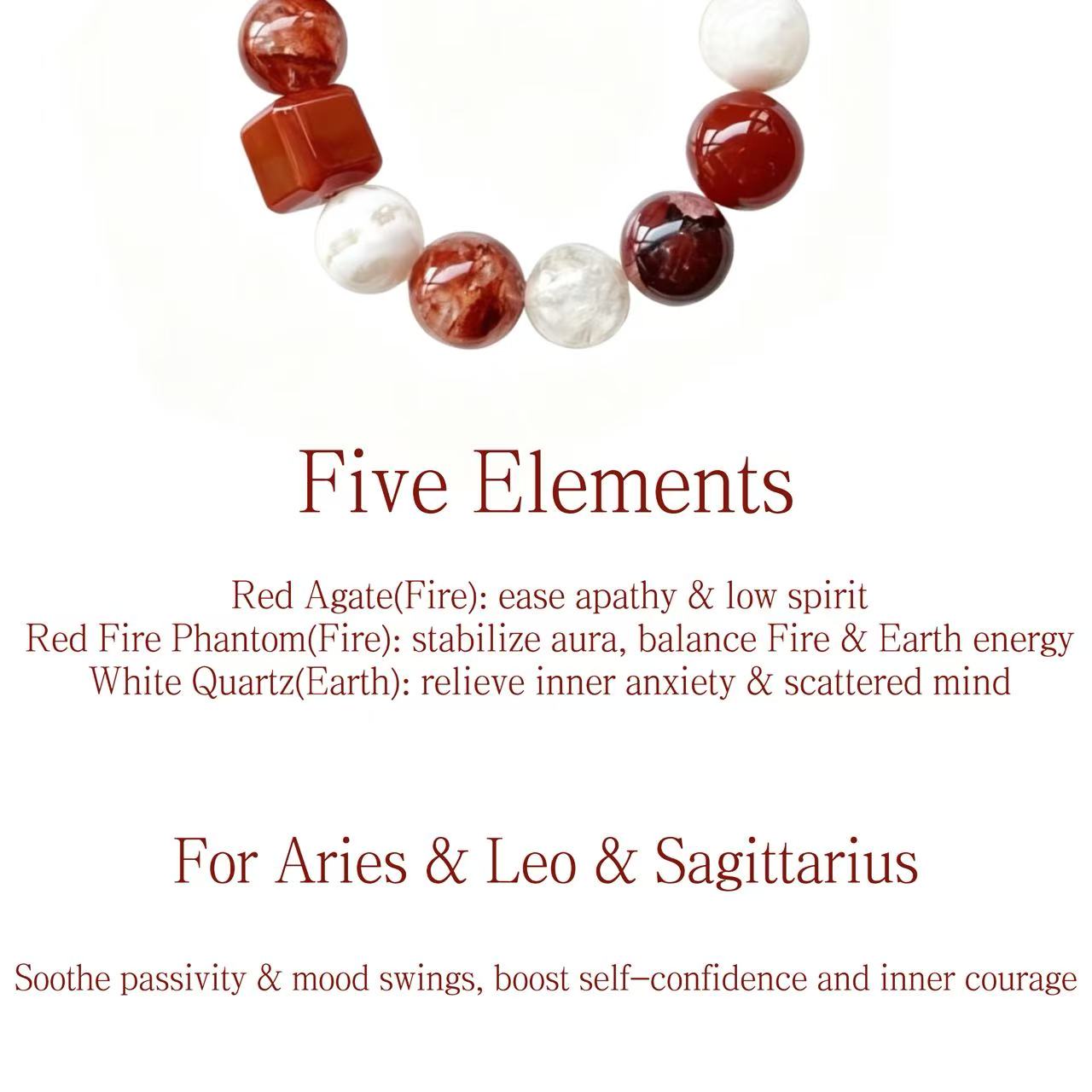 Strawberry Quartz & Rose Quartz Five Elements Bracelet Crimson Frost