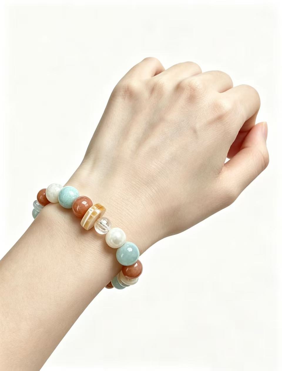 Sunstone & Amazonite Five Elements Bracelet   Peach Lagoon