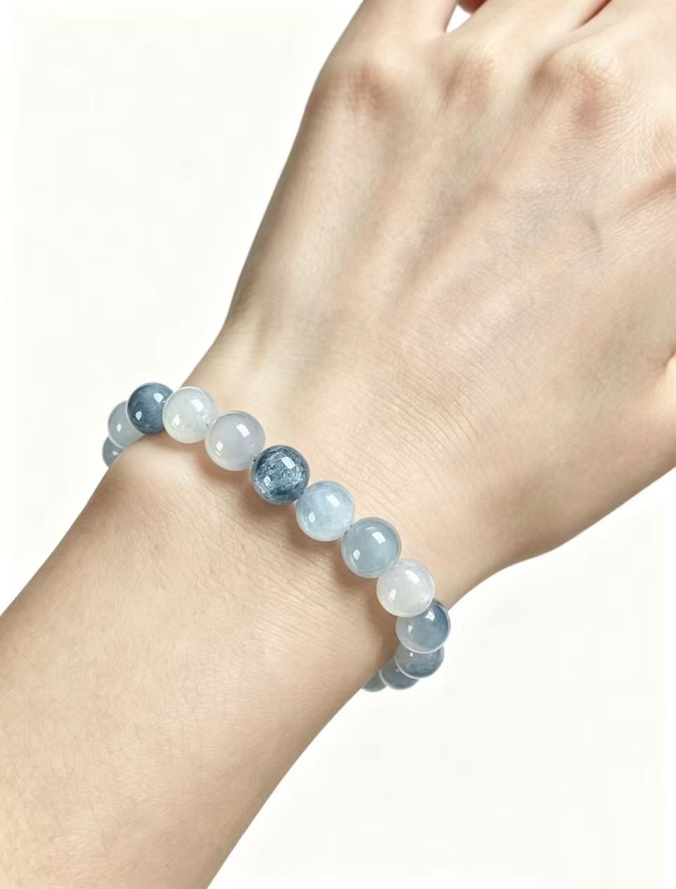 Blue Rabbit Hair Quartz & Aquamarine Five Elements Bracelet Foggy Tide