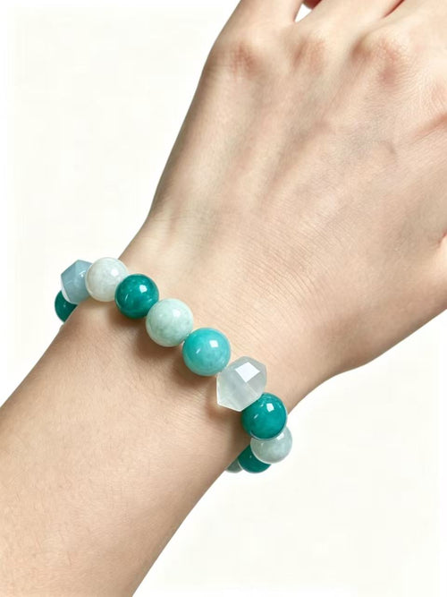 Amazonite & Blue Chalcedony Five Elements Bracelet  Azure Rill