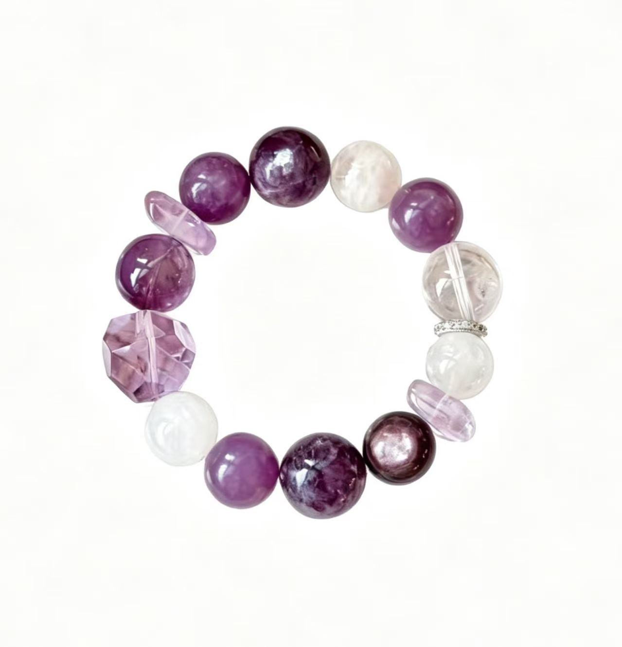 Lepidolite & Amethyst Five Elements Bracelet Amethyst Whisper