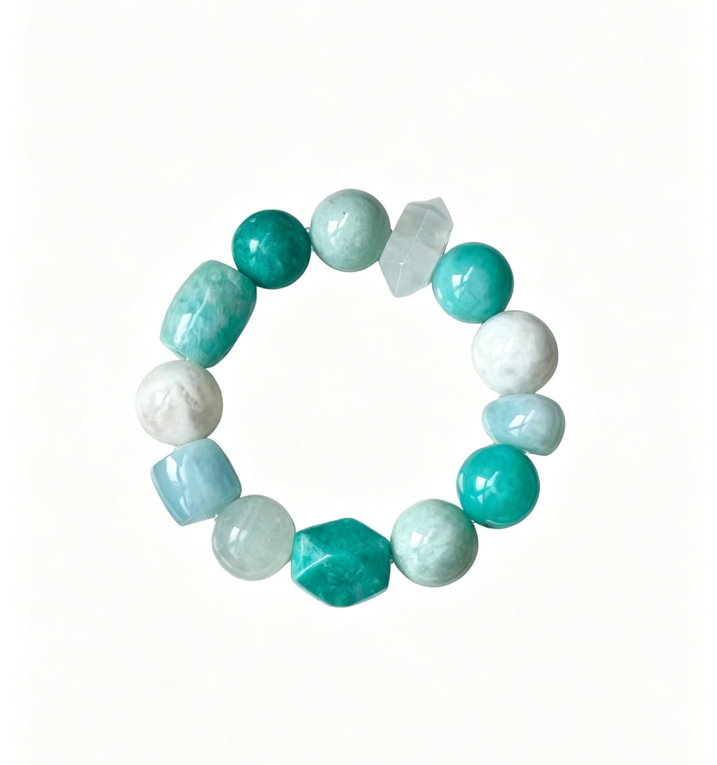Amazonite & Blue Chalcedony Five Elements Bracelet  Azure Rill