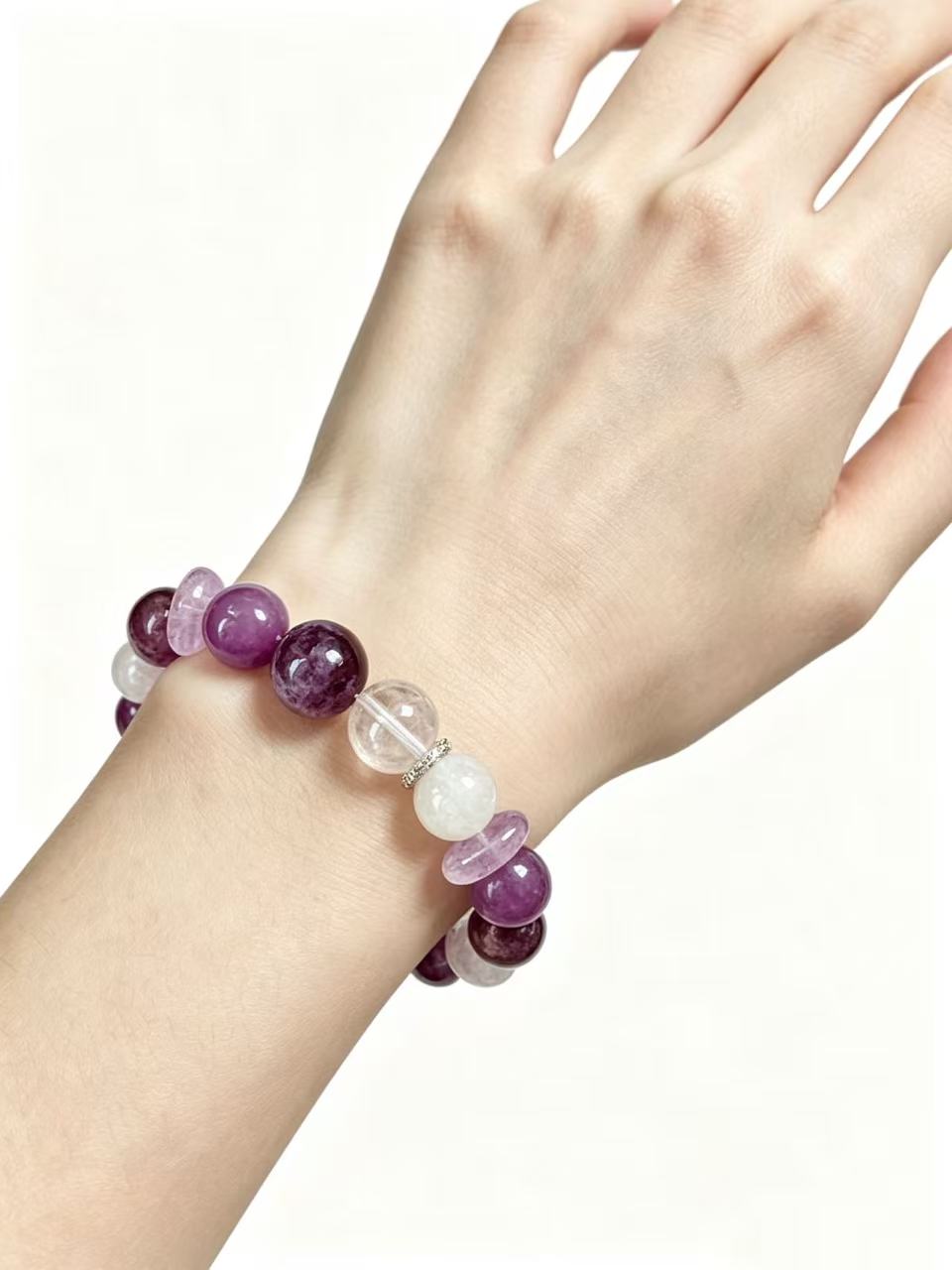 Lepidolite & Amethyst Five Elements Bracelet Amethyst Whisper