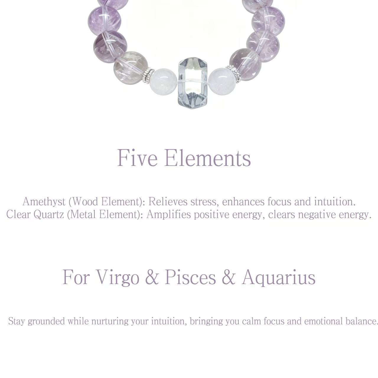 Natural Amethyst Clear Quartz Healing Bracelet White Agate Beaded Unisex Spiritual Energy Crystal Bracelet Lavender Frost