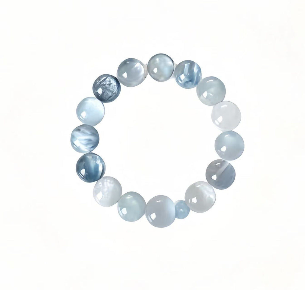 Blue Rabbit Hair Quartz & Aquamarine Five Elements Bracelet Foggy Tide