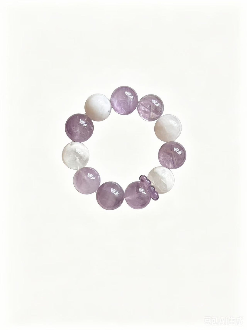 Amethyst & White Phantom Quartz Five Elements Bracelet Purple Mist