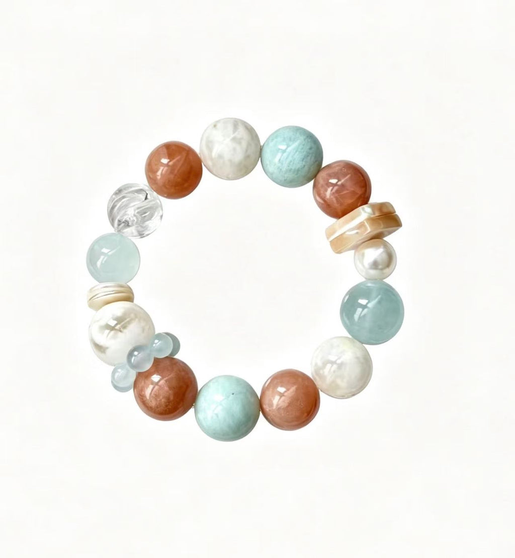 Sunstone & Amazonite Five Elements Bracelet   Peach Lagoon