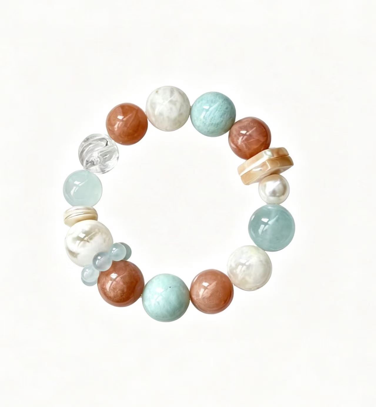Sunstone & Amazonite Five Elements Bracelet   Peach Lagoon
