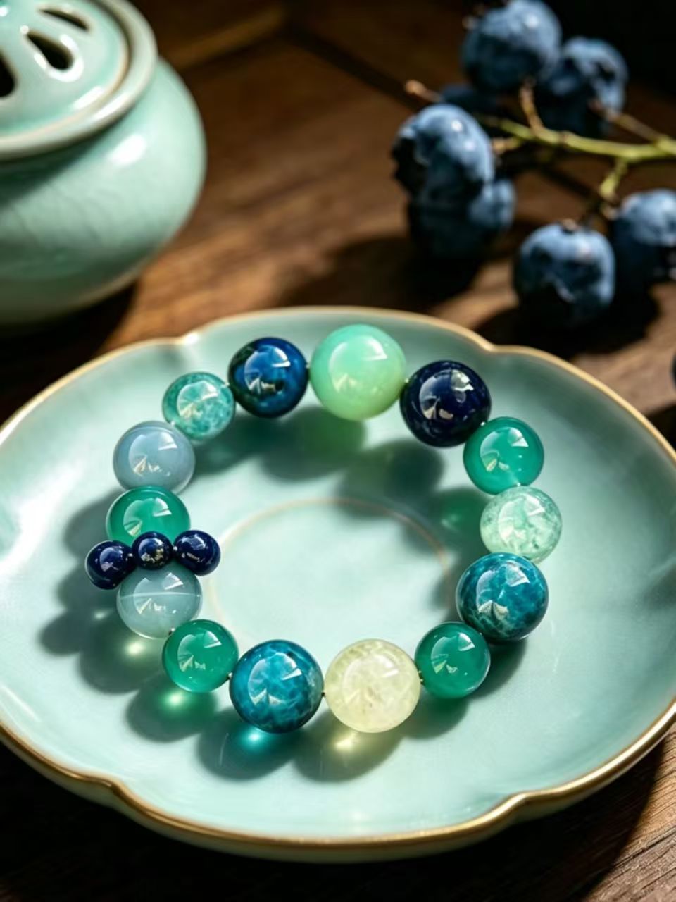 Apatite, Amazonite & Blue Chalcedony Five Elements Bracelet Jade Stream Song