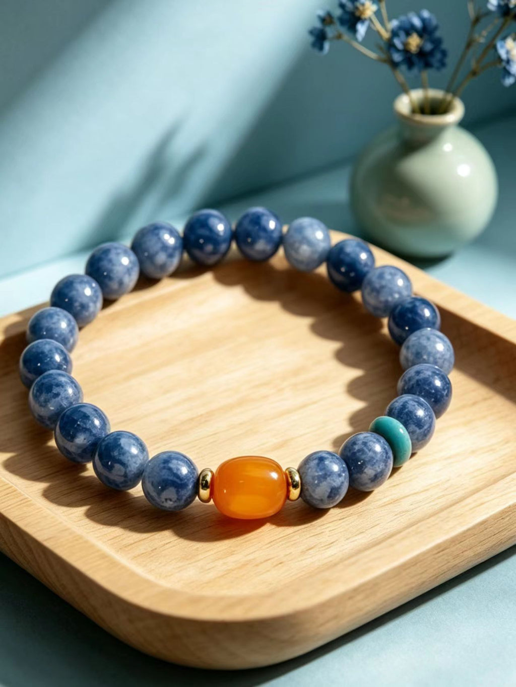 Sodalite, Turquoise & Amber Five Elements Bracelet Azure Prelude