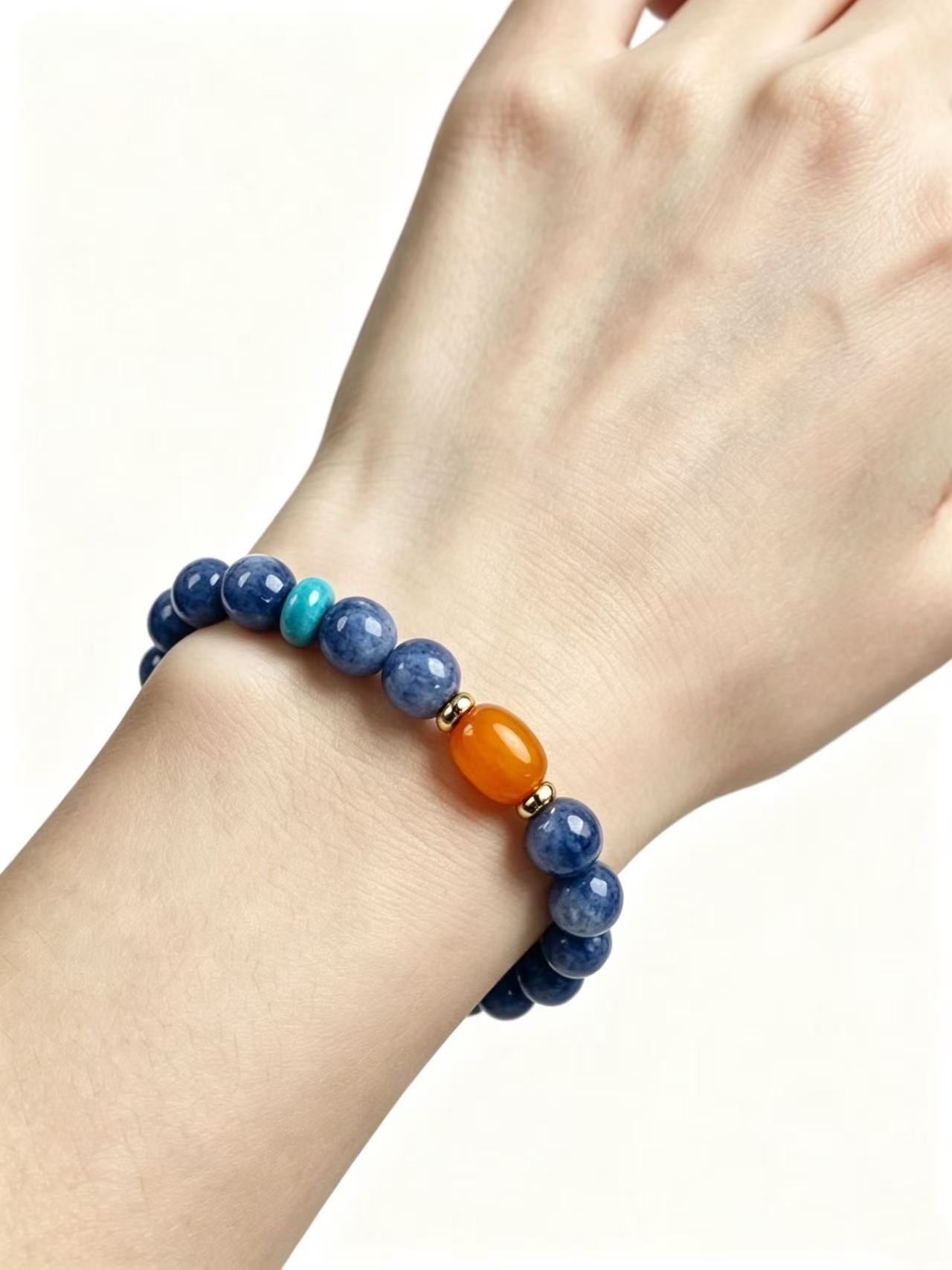 Sodalite, Turquoise & Amber Five Elements Bracelet Azure Prelude