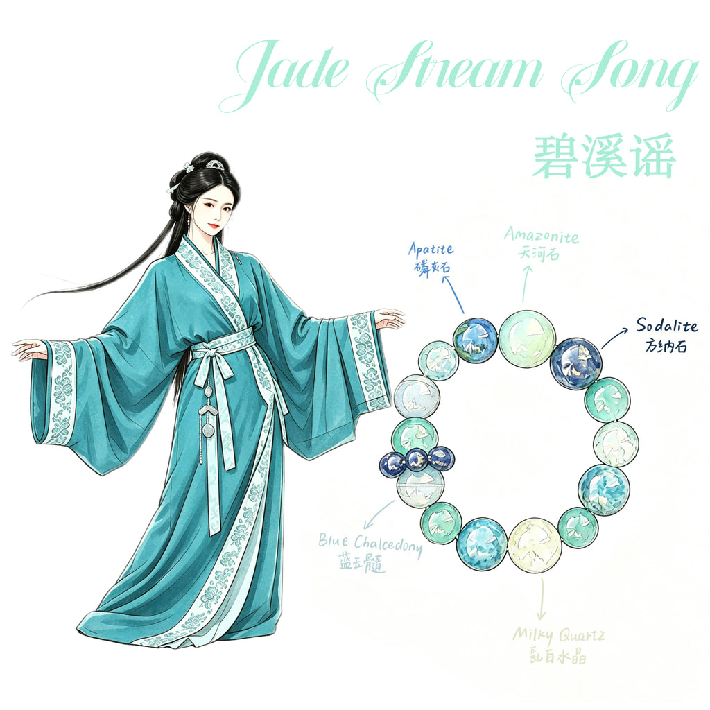 Apatite, Amazonite & Blue Chalcedony Five Elements Bracelet Jade Stream Song